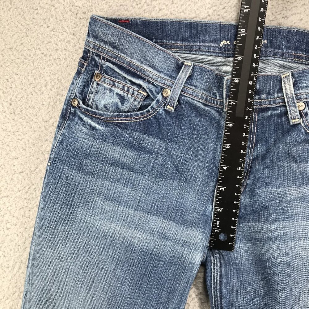 7FAM Jeans Womens Size 28 Boot Cut Low Rise Ribbon Back Pocket Faded Wash Denim - Picture 15 of 16